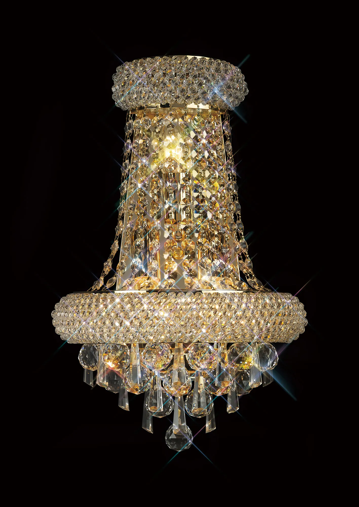 Alexandra Gold Crystal Wall Lights Diyas Flush Wall Lights